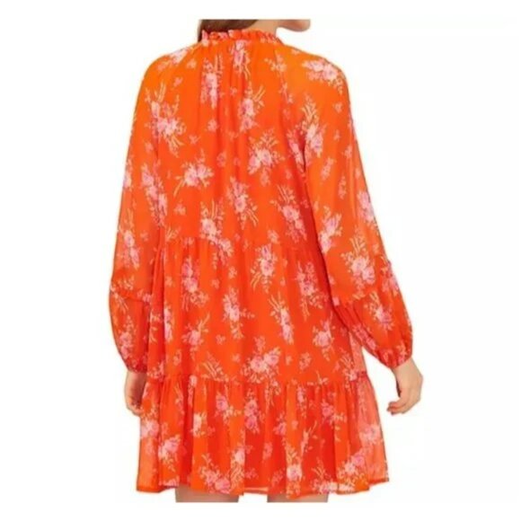 VINCE CAMUTO LADIES THREE TIER MINI DRESS, ORANGE/PINK Sz. Small NWT - Picture 2 of 9